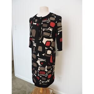 Madison Leigh Sheath Dress with Geometric Design, Size 14